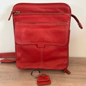 Fossil Red Hip Thick Soft Leather Crossbody Bag